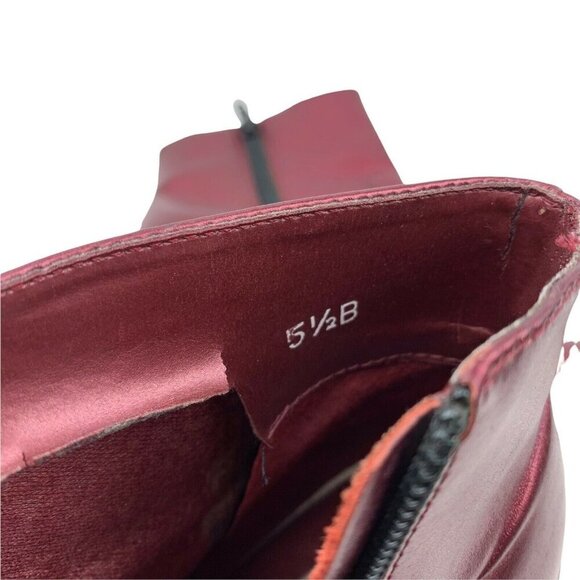 Vintage BAKERS Leather Metallic Maroon Red high Ladies Ankle Boots Size 5.5B 90s - Picture 8 of 9